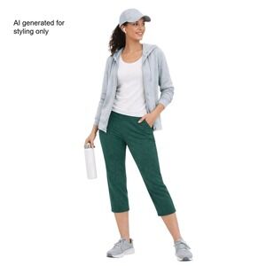 Betabrand‎ Petite Green Geometric Print Leggings Pants Size L Athleisure